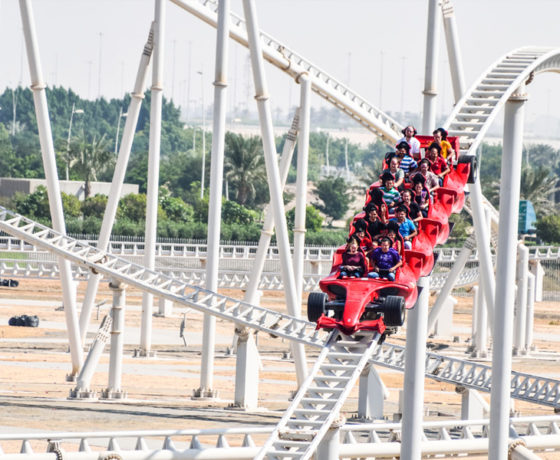 people enjoying formula rossa, and other rides and slides on Abu Dhabi City Tour with Ferrari World from Dubai