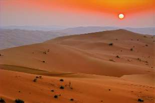 tourist enjoying dune bashing, sand surfing, camel rides and refreshments on a morning desert safari in dubai